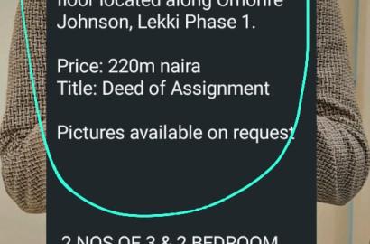 For Sale 3 Bedroom maissionate on 2 floor located along omorire johnson lekki phase 1