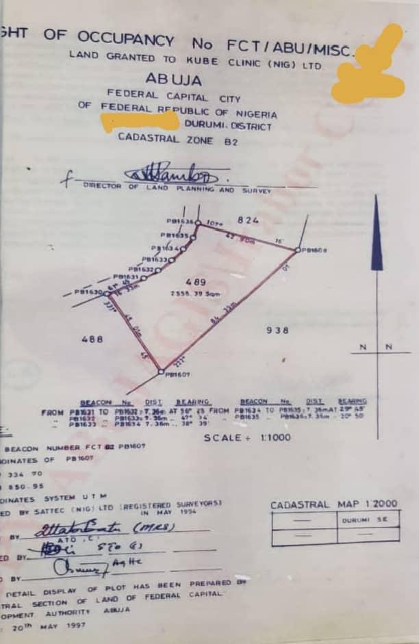 Land for sale  2556qsm  With a building inside  Title FCDA C of o Behind Dunamis church, Area 1 Abuja Nigeria