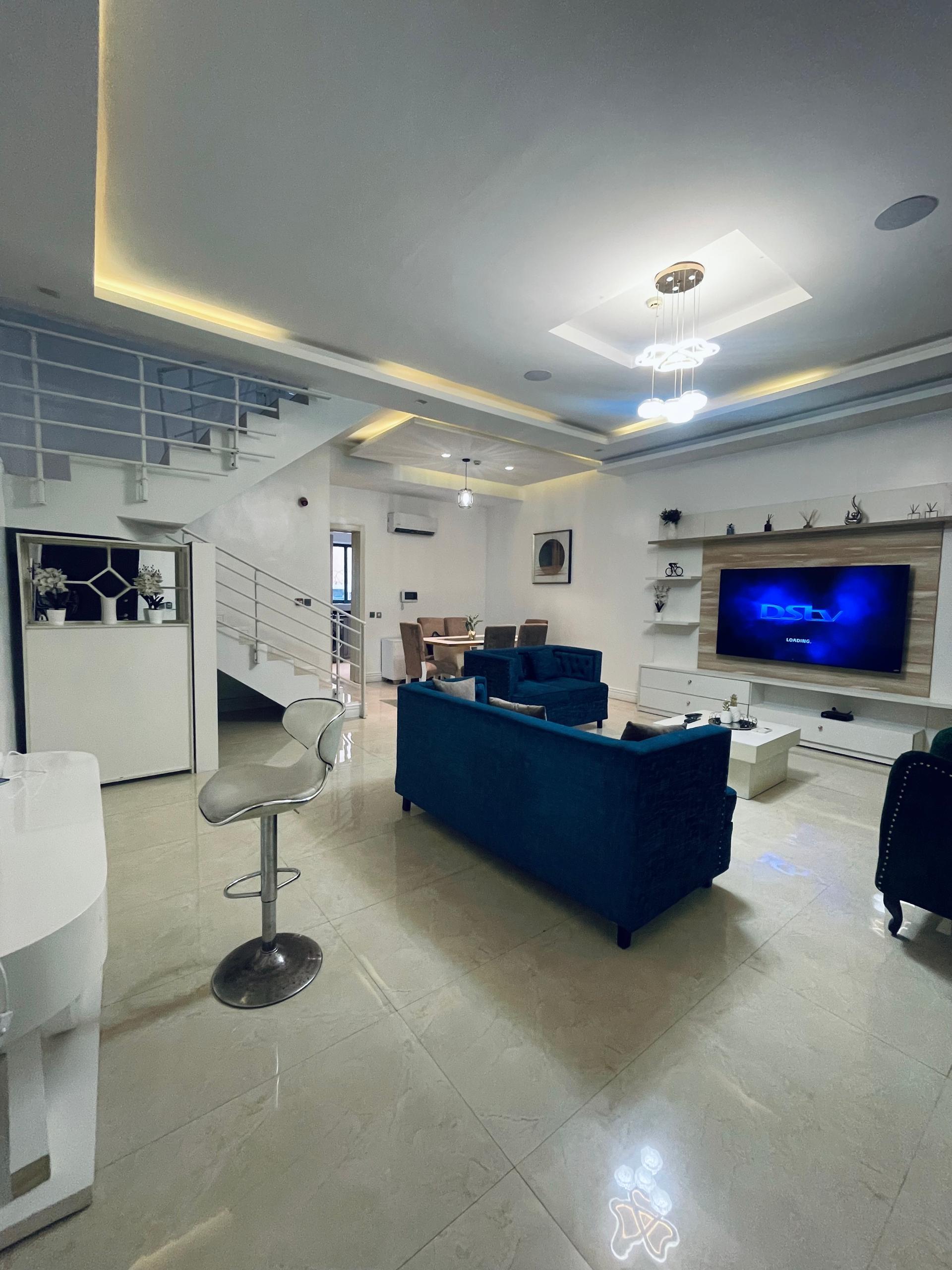 Fully furnished Three (3) bedroom terrace duplex with bq for rent Inside Banana Island  Rent: N40m