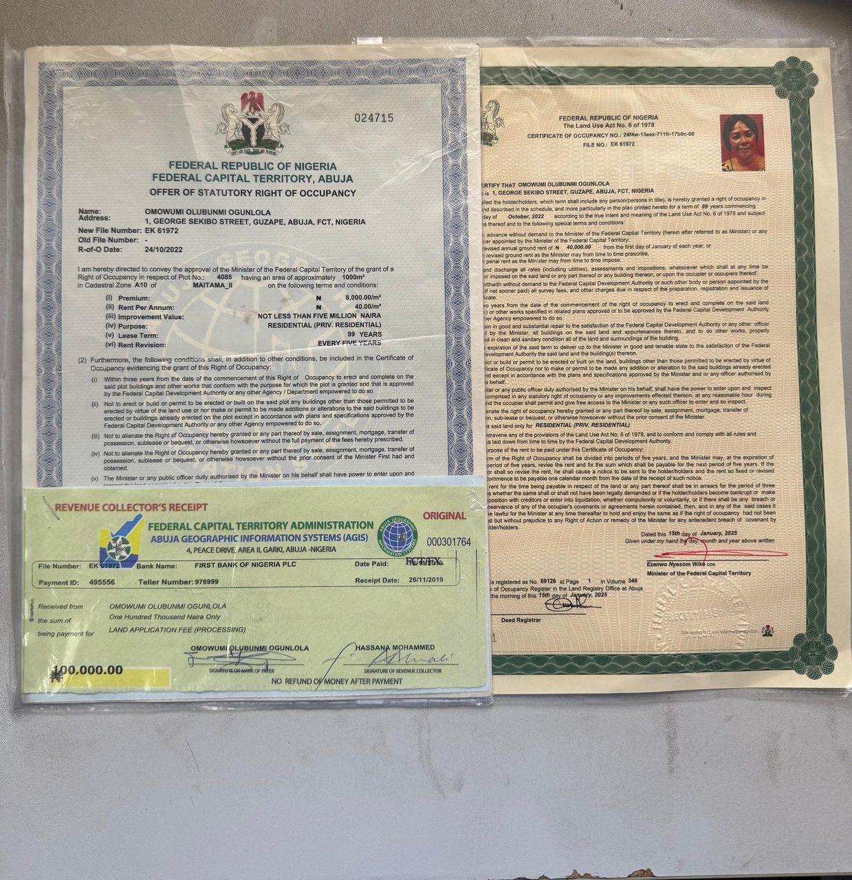 Maitama 11 Plot Sales Maitama 2, Abuja. 1000sqm. C of O Purpose: residential  N80M