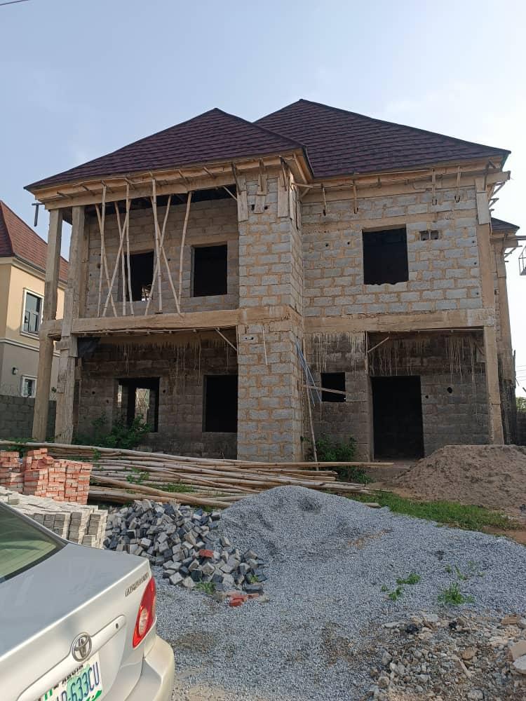 For sale ‼️‼️  4bedroom fully detached duplex carcass in an Estate opposite Dunamis Glory Dome along Airport Road, Lugbe, Abuja. It goes for 75million.