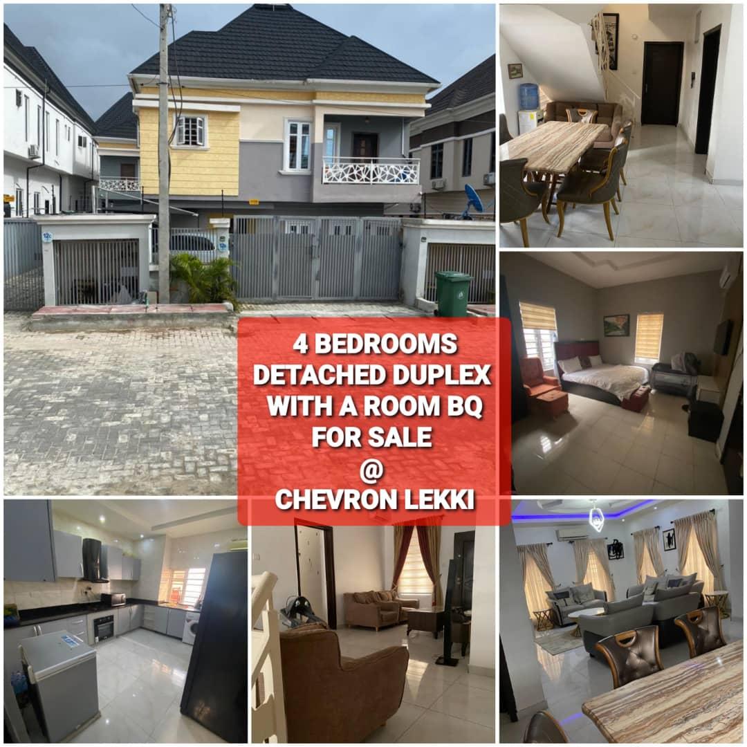 4 BEDROOMS DETACHED DUPLEX WITH A ROOM BQ FOR SALE @ CHEVRON LEKKI