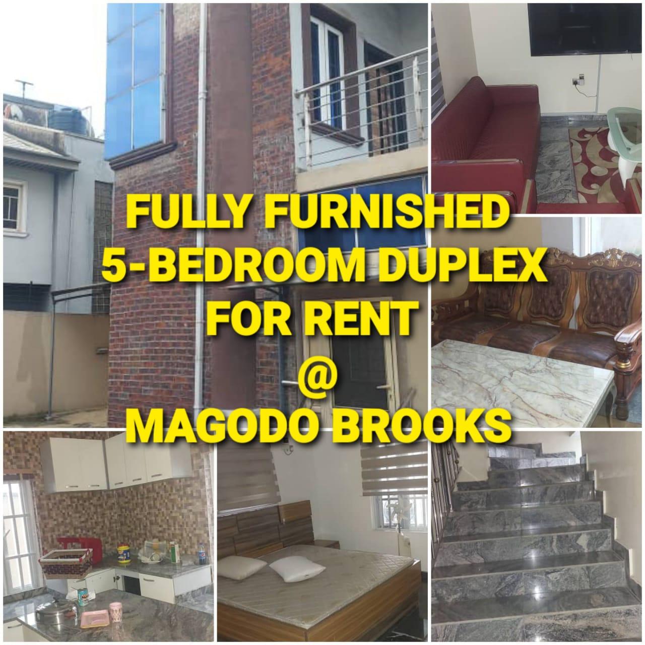 FULLY FURNISHED 5-BEDROOM DUPLEX FOR RENT @ MAGODO BROOKS.