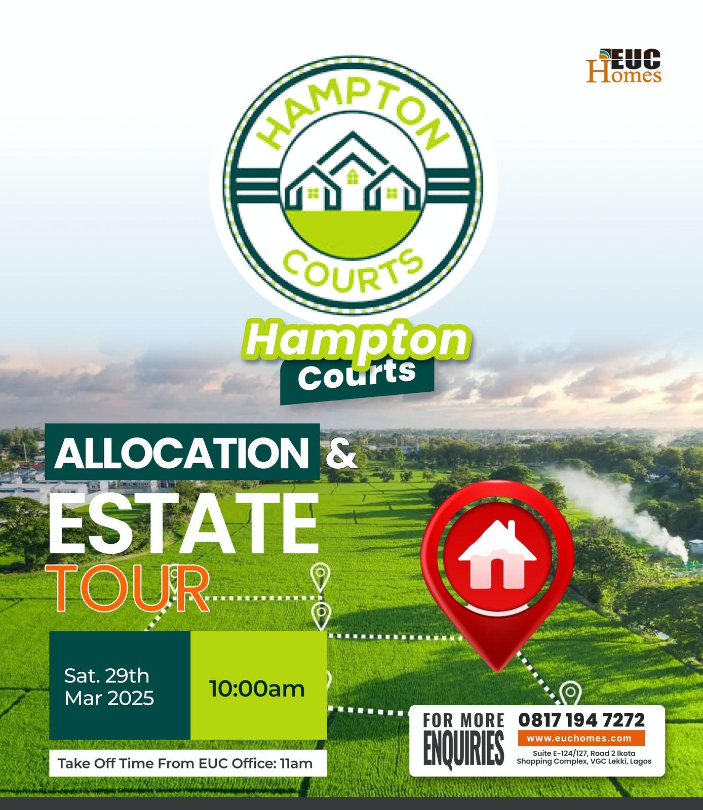 EUC Homes Allocation/Estate Tour for the Hampton Courts holds on Saturday 29th March, 2025.