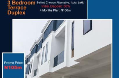 New 3bedroom Terrace Duplex Behind Chevron Alternative, Ikota, Lekki