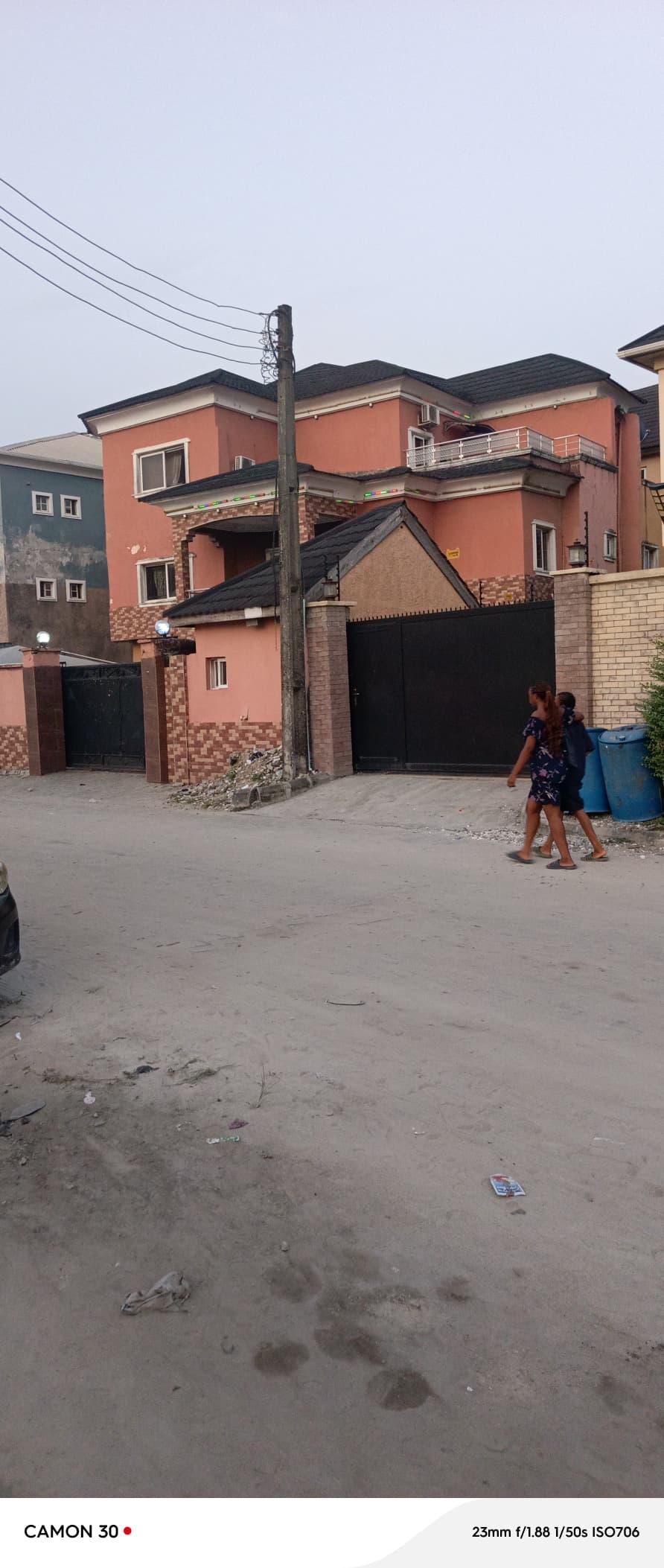 For long lease An entire compound and 2 two stories each structures in it suitable for hospital,school and restaurant In an estate Rent :30m yearly Long lease preferably
