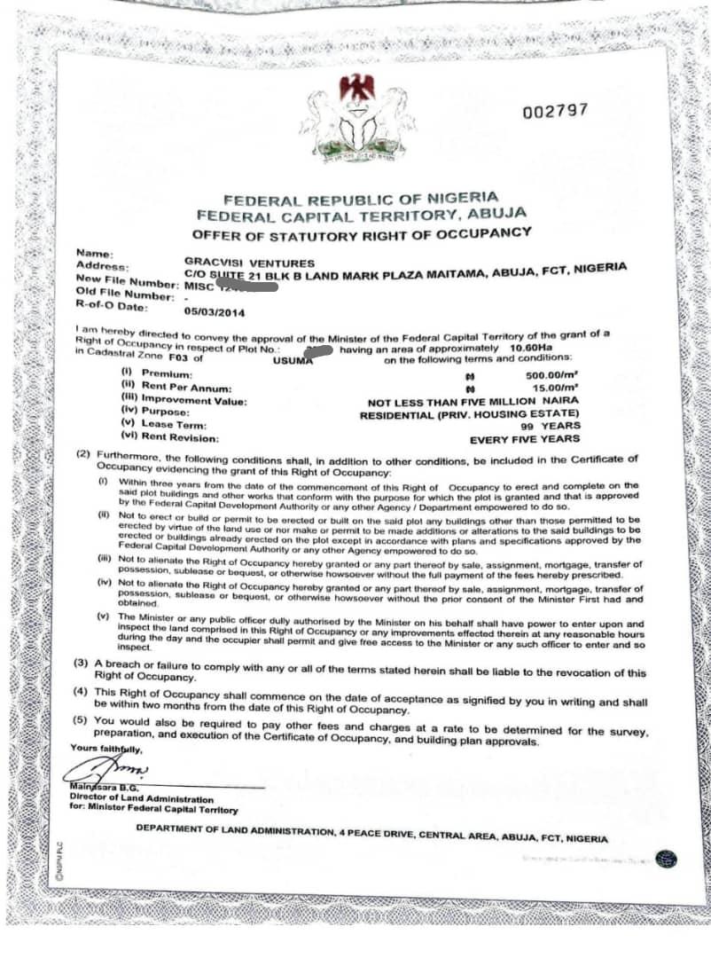 LANDED PROPERTY FOR SALE  LOCATION:  USUMA DISTRICT, KATAMPE EXTENSION. IMMEDIATELY AFTER PROMISE LAND ESTATE BEFORE WIKE ESTATE LAND  SIZE: 10.60 HECTARES