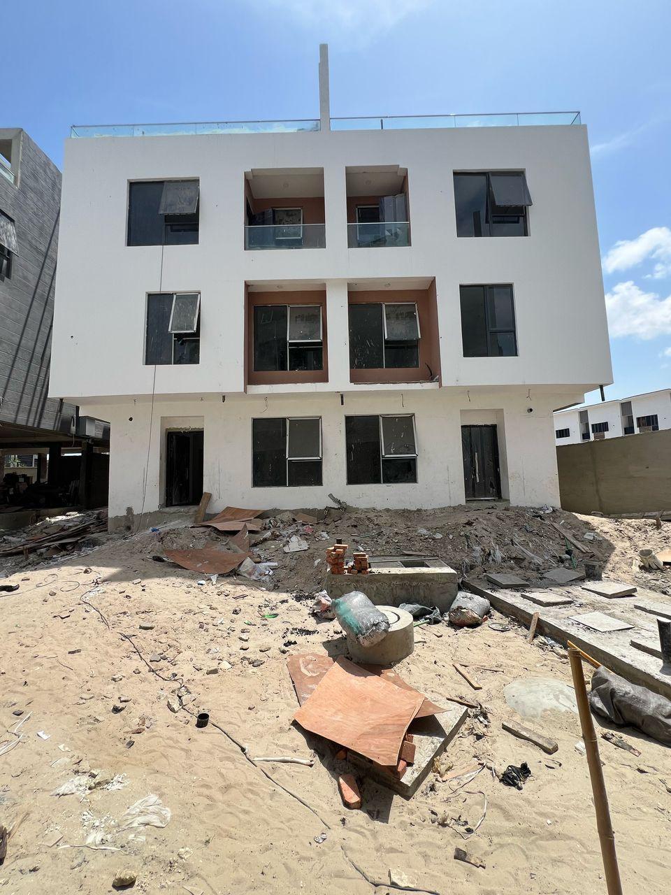 FOR SALE ONGOING construction of 5 & 4 bedrooms semi detached terrace building,pool,Gym,water view,in a serene area of Fatai Arobieke,Lekki phase one.strictly residential